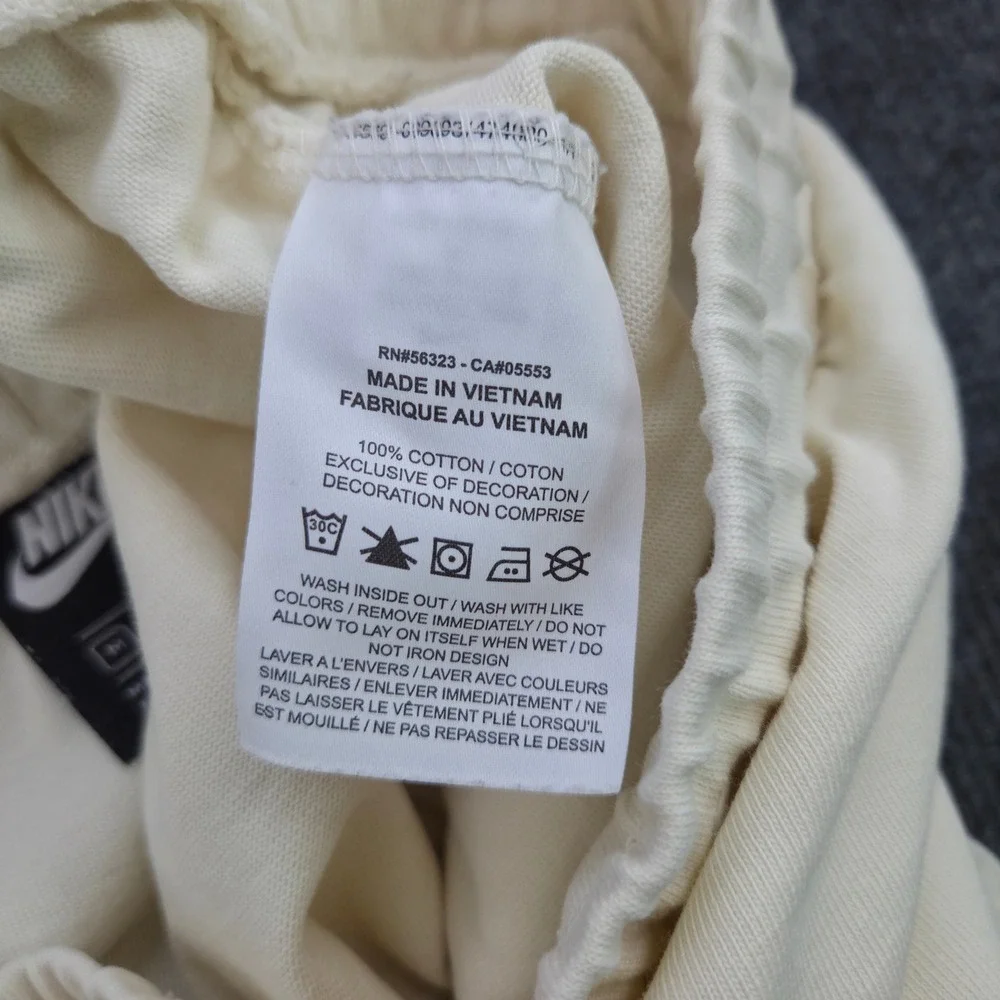 Nike Sweatpants Womens Medium Cream Cotton Wide Leg Cropped Athleisure Joggers
